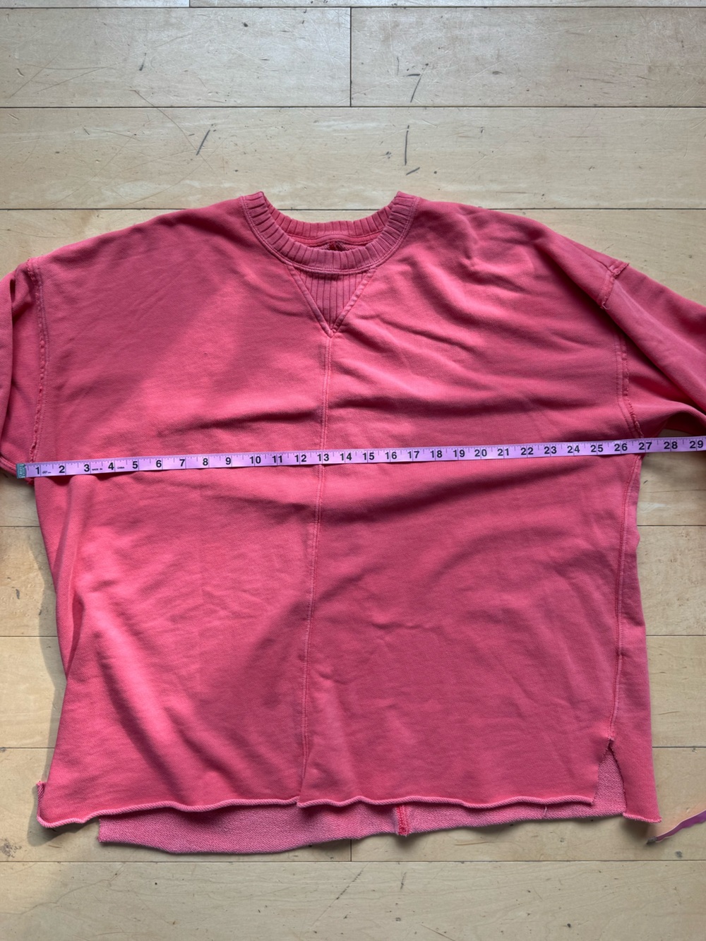 Oversized Aerie Crewneck Sweatshirt, Sz Medium cropped 3/4 sleeve raw edge - Picture 8 of 11